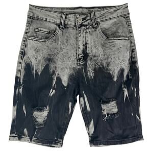 Grey Tie Dye Zip Fly Mid Rise Denim Jean Shorts Size S